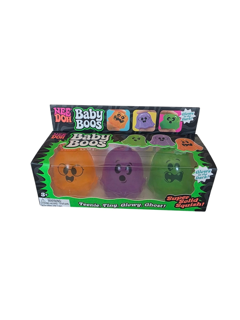 *AUTHENTIC* NeeDoh Baby Boos Glow Ghost Squish Pack - Orange, Purple, Green